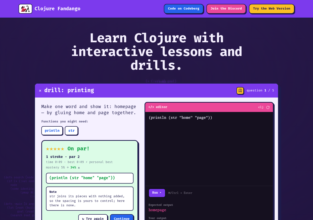 Clojure Fandango β screenshot